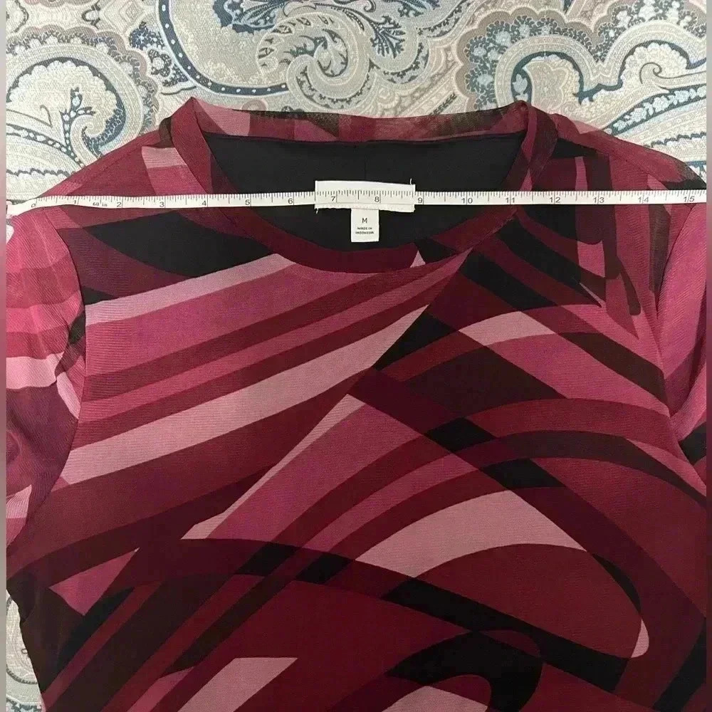 Nine West Women's Long Sleeve Ruched Side Printed Dress (Size M) - Picture 9 of 12